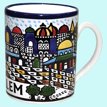 Bluenoemi Jewelry Mug 12cm / Jerusalem Mugs Israeli Armenian Design Ceramic Mugs