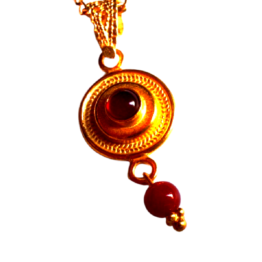 Necklace for woman. Designer sterling silver gold plated pendant set with gemstones - Bluenoemi