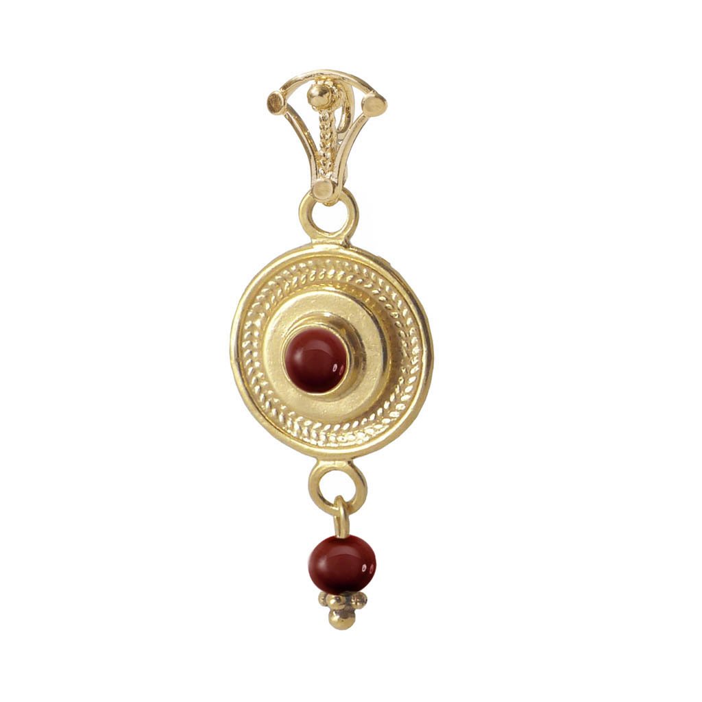 Bluenoemi Jewelry Necklaces 42 / garnet / gold Designer sterling silver gold plated pendant set with coral / cornelian / eilat  / opal