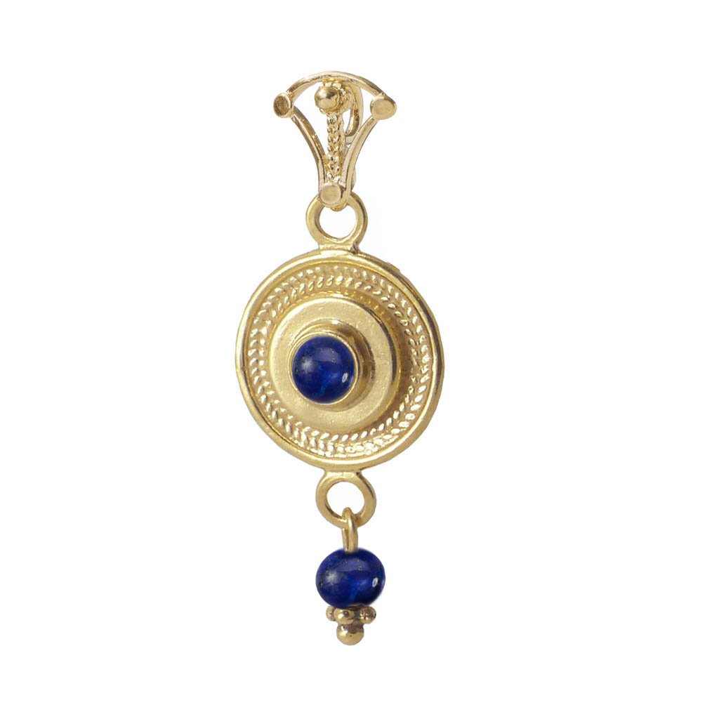 Necklace for woman. Designer sterling silver gold plated pendant set with gemstones - Bluenoemi