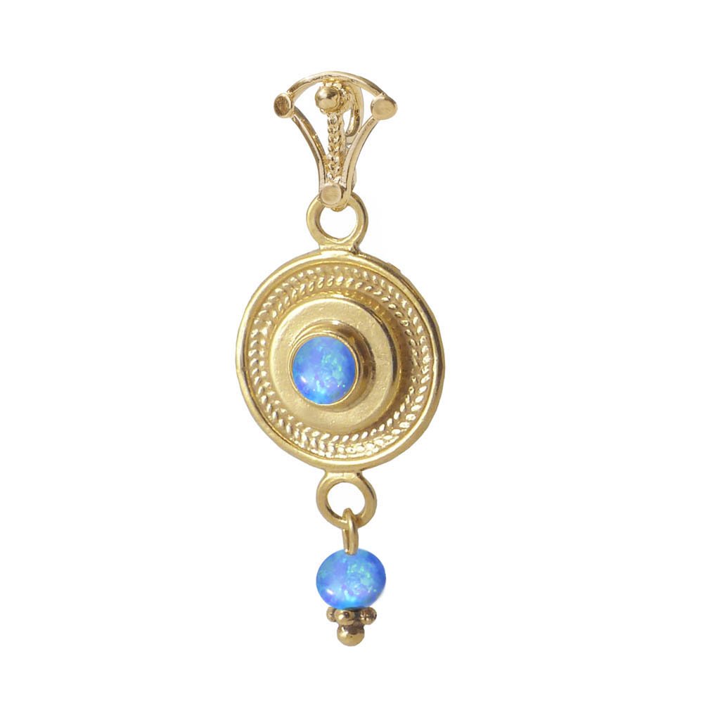 Necklace for woman. Designer sterling silver gold plated pendant set with gemstones - Bluenoemi