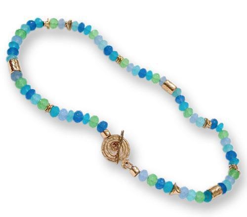 Bluenoemi Jewelry Necklaces 45 cm / blue-green Goldfilled Necklace with Ocean Quartz stones.