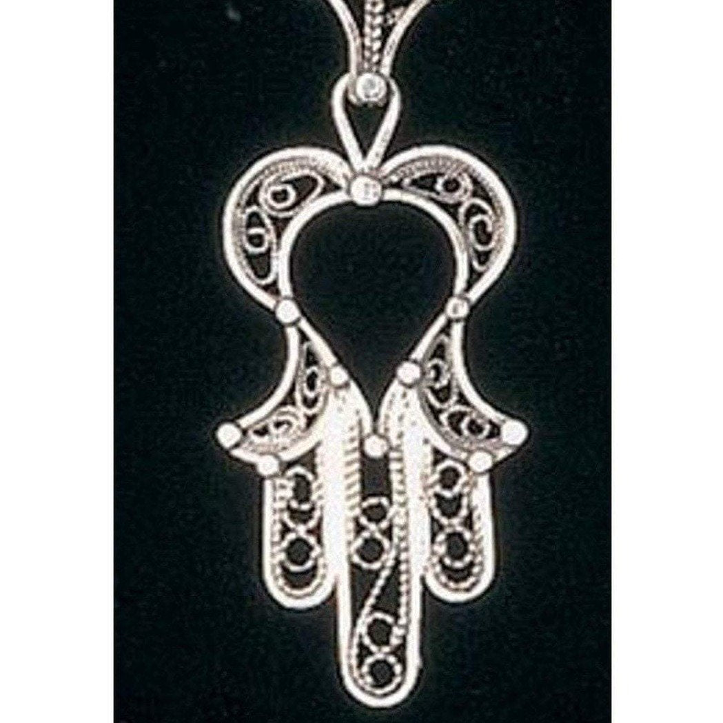 Bluenoemi Jewelry Necklaces 45 cm / silver Filigree Hamsa Pendant for Woman Sterling Silver 925 Ethnic Jewelry