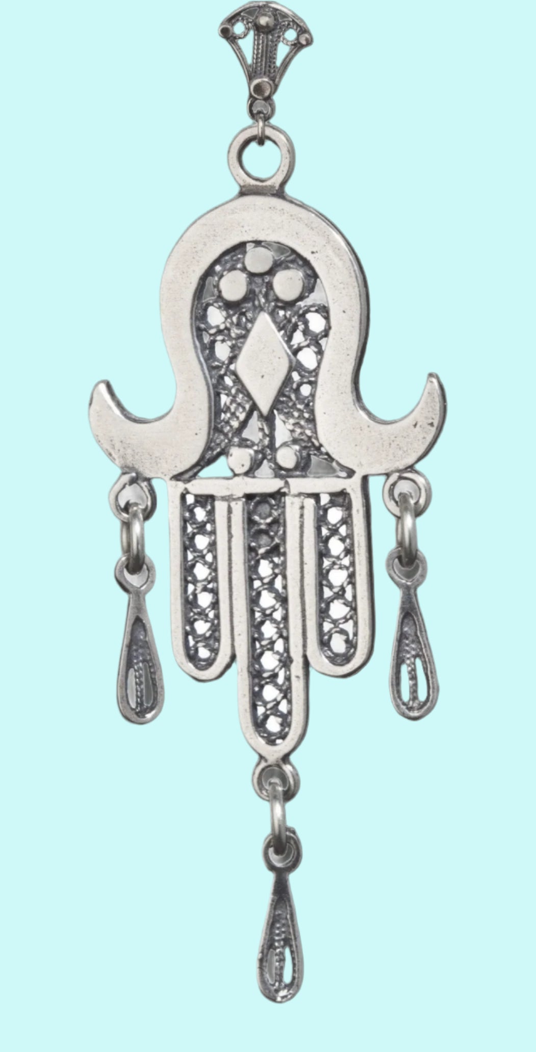 Bluenoemi Jewelry Necklaces 45 cm / silver Silver Hamsa pendant sterling silver 925 ethnic jewelry