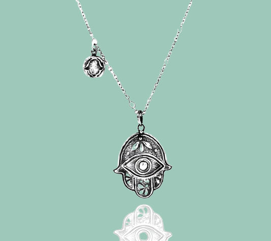 Bluenoemi Jewelry Necklaces 45 cm / silver Silver Hamsa pendant sterling silver 925 Jewish Jewelry