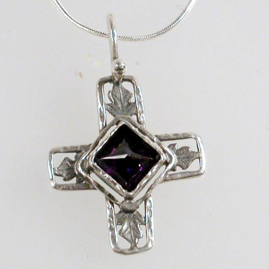 Bluenoemi Jewelry Necklaces 45cm / amethyst Sterling Silver Necklace, Cross Amethyst Necklace, Christian Jewelry, Christmas Gifts for woman