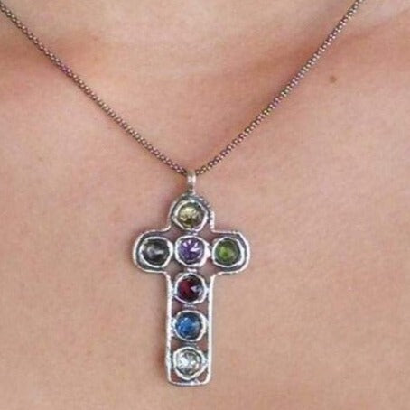 Bluenoemi Jewelry Necklaces 45cm / multicolor Cross necklace, Christian Cross pendant , silver cross for woman