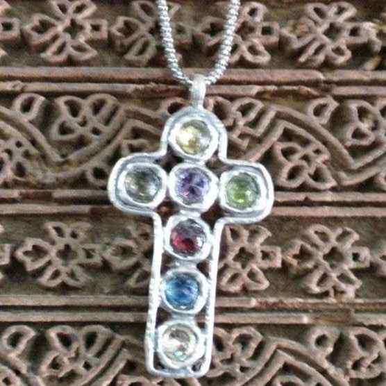 Bluenoemi Jewelry Necklaces 45cm / multicolor Cross necklace, Christian Cross pendant , silver cross for woman