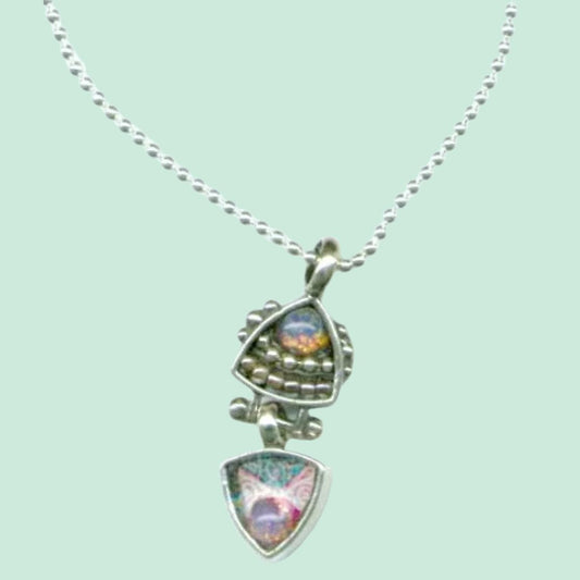 Bluenoemi Jewelry Necklaces 45cm / multicolor Necklace Sterling silver Pearls Murano Pendant  Graphic design in pendant Bluenoemi Jewelry