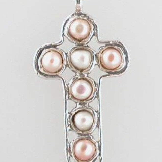 Bluenoemi Jewelry Necklaces 45cm / pink Holy land jewelry, Holy Land Cross necklace, Christian Cross  Sterling Silver cross