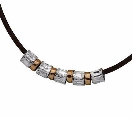 Bluenoemi Jewelry Necklaces 45cm / silver-gold Sterling Silver 925 and Goldfilled  for Woman Israeli Jewelry on leather
