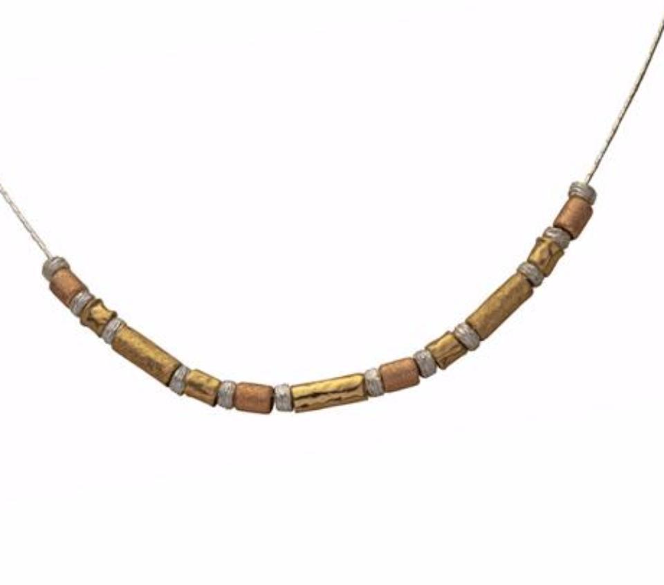 Bluenoemi Jewelry Necklaces 45cm / silver-gold Sterling Silver  Goldfilled  for Woman Israeli Jewelry on leather