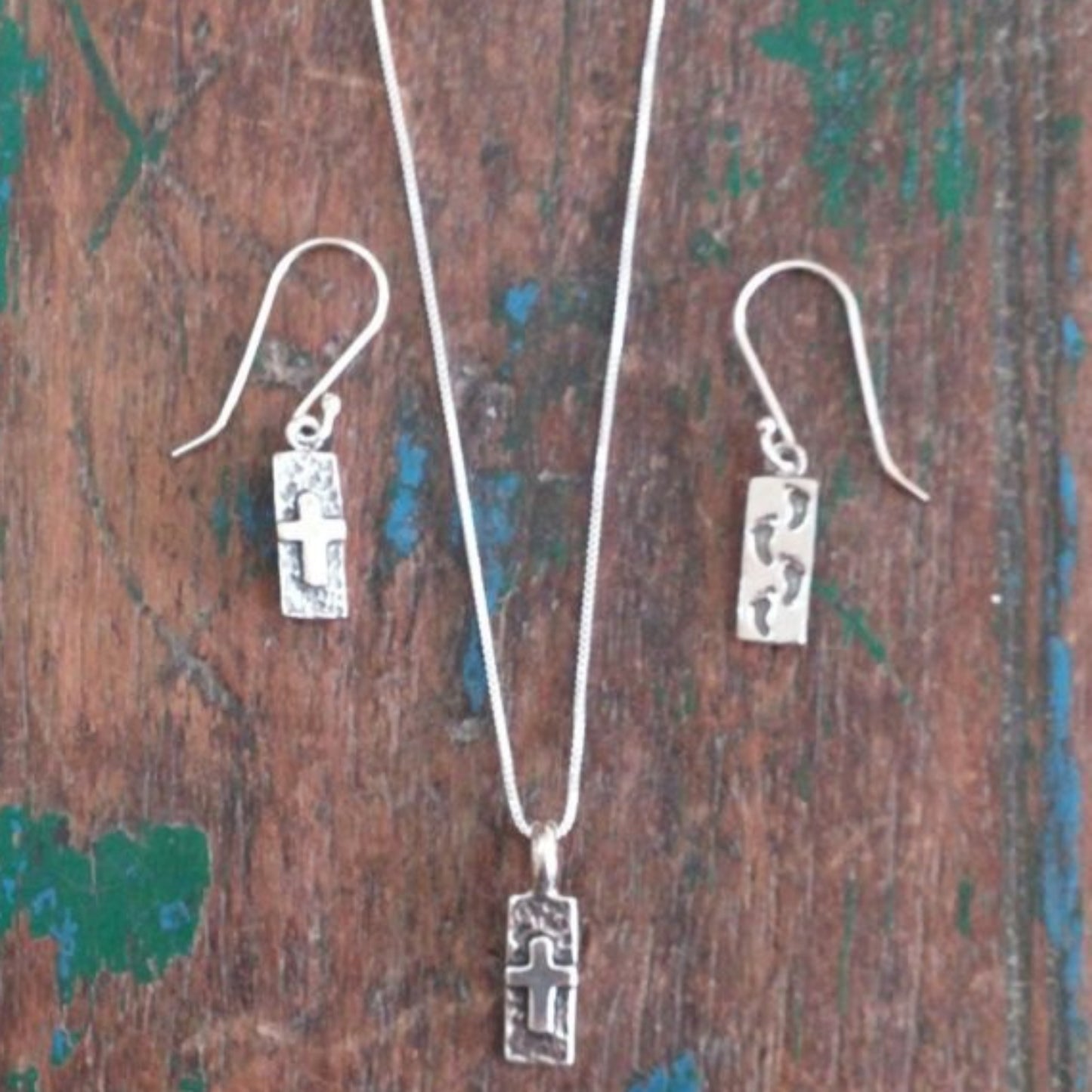 Bluenoemi Jewelry Necklaces 45cm / silver Sterling Silver cross earrings from the Holy Land  Christmas gift for her