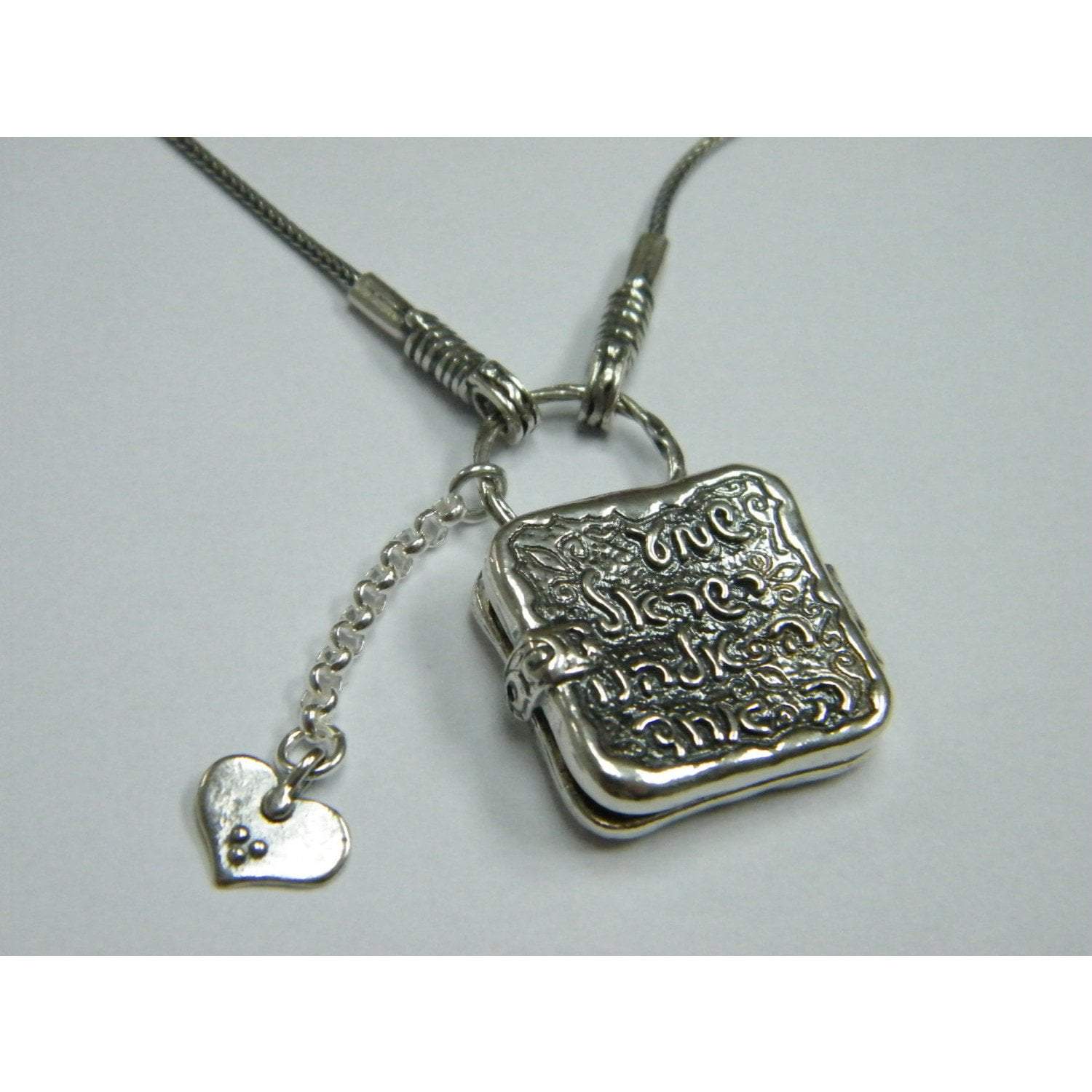 Bluenoemi Jewelry Necklaces 45cm / silver Sterling Silver necklace locket engraved with Shma Israel Prayer with a charm heart adorable jewelry