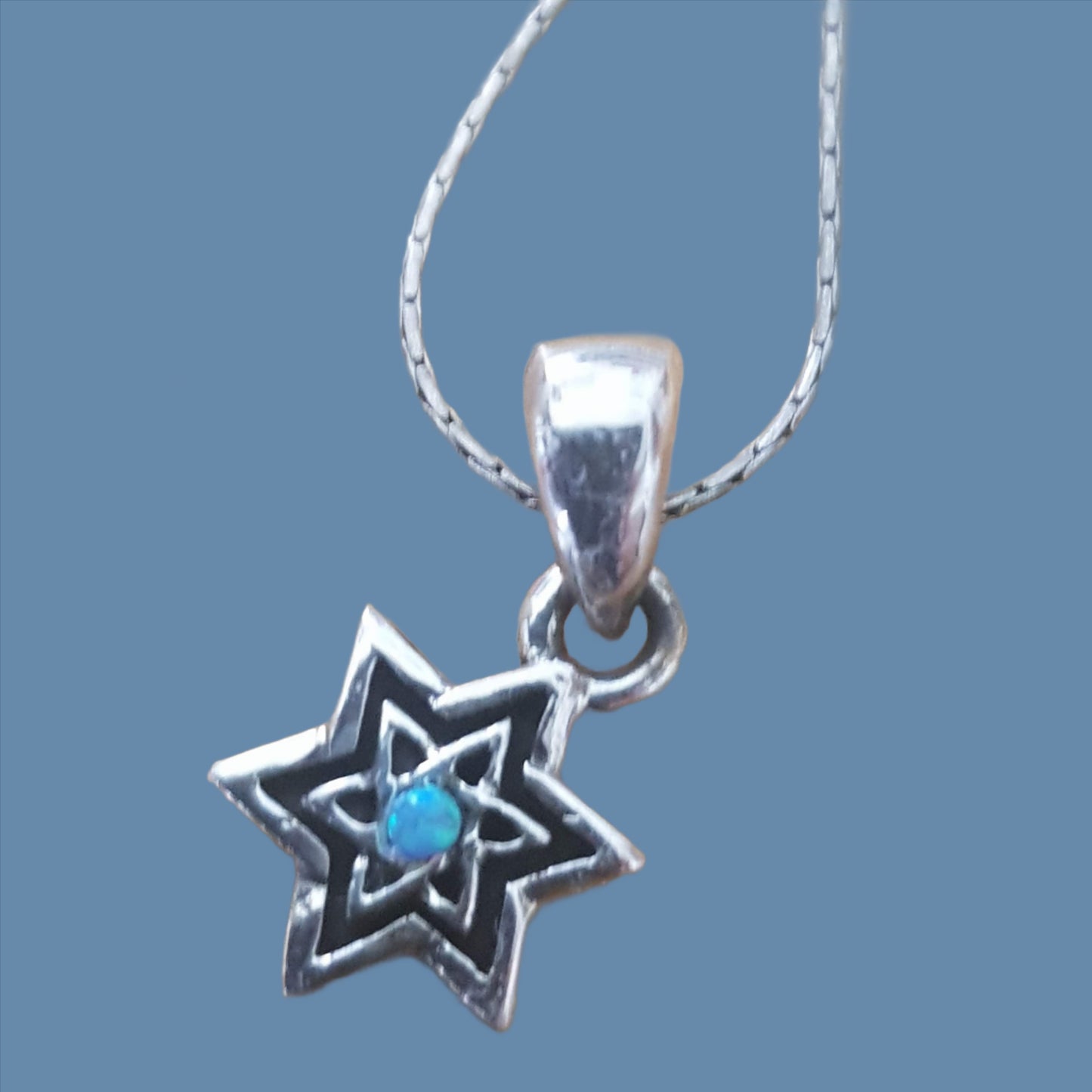Bluenoemi Jewelry Necklaces Blue Sterling Silver Jewelry, Silver Star of David pendant, Jewish jewelry