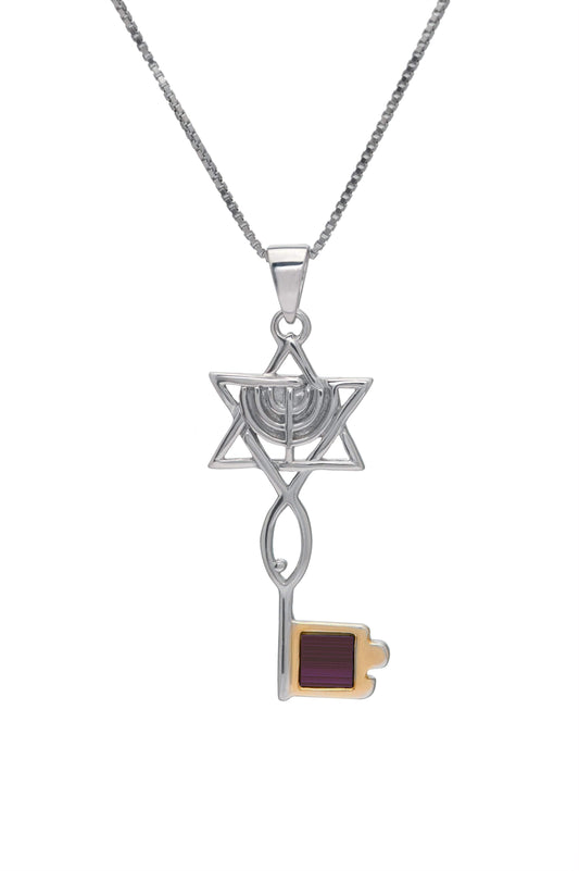 Bluenoemi Jewelry Necklaces Bluenoemi Christian Nano Sim New Testament Silver and Gold Key Pendant