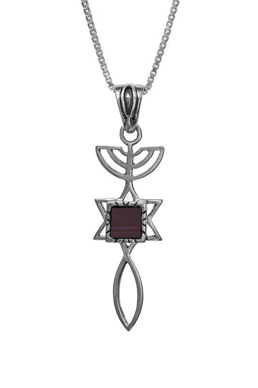 Bluenoemi Jewelry Necklaces Bluenoemi Messianic Symbol Necklace with a Nano Sim New Testament Silver Pendant