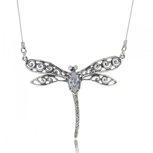 Bluenoemi Jewelry Necklaces Bluenoemi Sterling Silver Dragonfly Pendant for Woman Israeli Meaningful Necklaces
