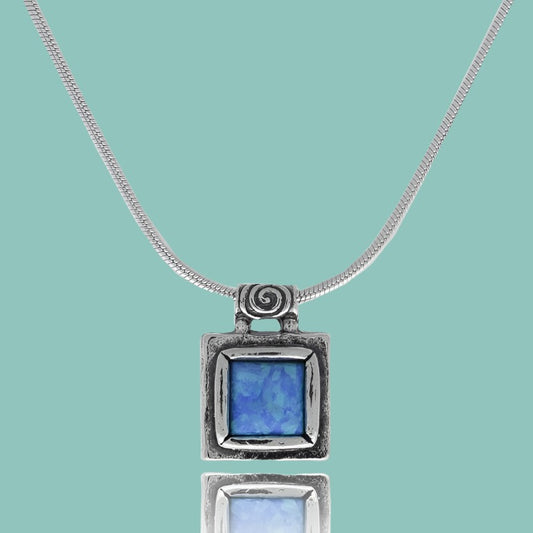 Sterling Silver necklace gift for her with Blue Opal and other gemstones - Bluenoemi