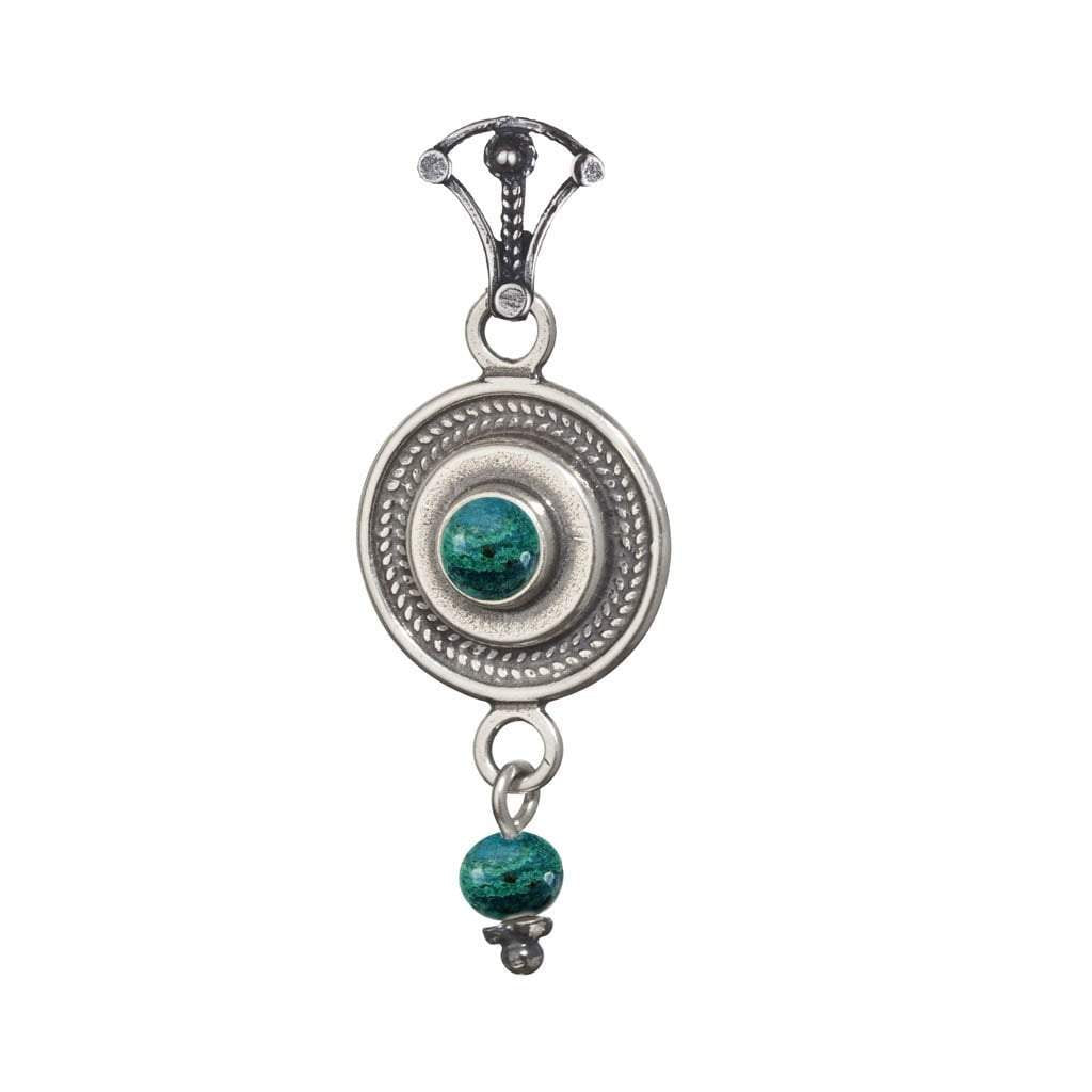 Bluenoemi Israeli Jewelry chain with pendant sterling silver necklace, pendant set with Eilat stone, Blue Opal or other stones - Bluenoemi