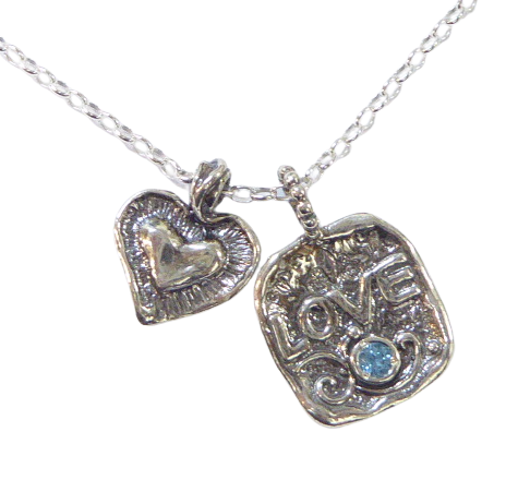 Bluenoemi Jewelry Necklaces Inspirational Jewelry, Sterling Silver necklace, love necklace,  Blue topaz zircon necklace, Gift of love for her