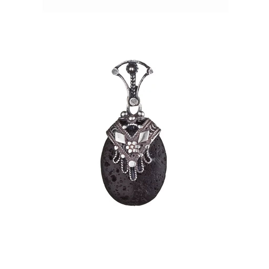 Sterling Silver Chain with Pendant Turquoise / Lava / Amethyst/ Coral with a gorgeous filigree hamsa - Bluenoemi