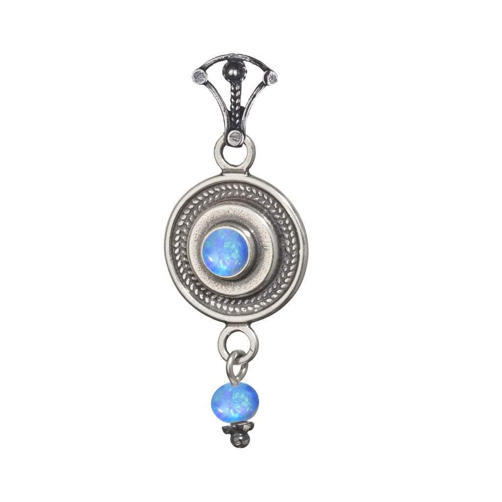 Bluenoemi Israeli Jewelry chain with pendant sterling silver necklace, pendant set with Eilat stone, Blue Opal or other stones - Bluenoemi