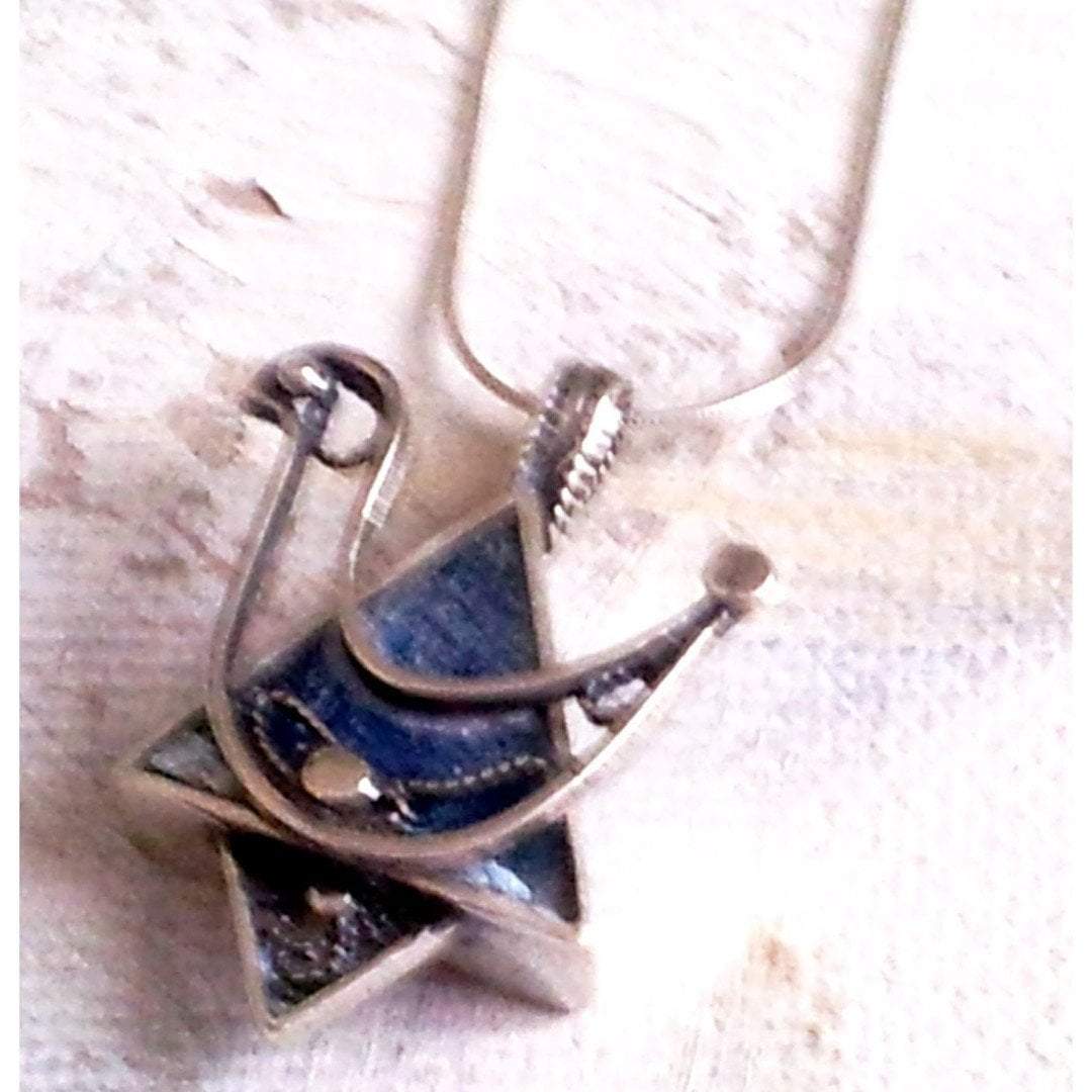 Bluenoemi Jewelry Necklaces & Pendants 45cm / Blue Roman Glass Necklace, Sterling Silver Necklace, Israeli roman glass jewelry