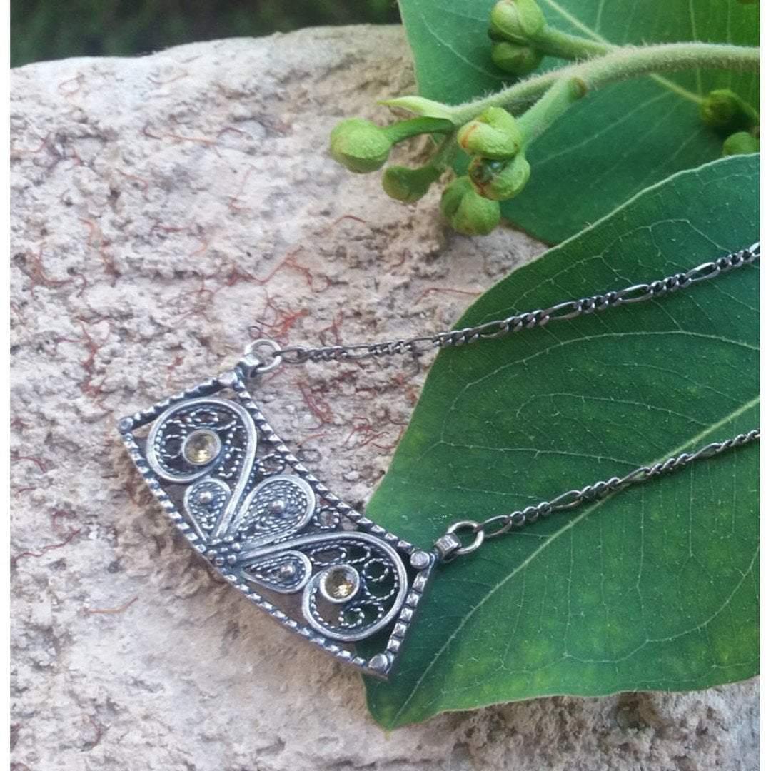 Bluenoemi Jewelry Necklaces & Pendants 45cm / silver Filigree Israeli Silver Necklace. Sterling silver Jewelry for Woman.