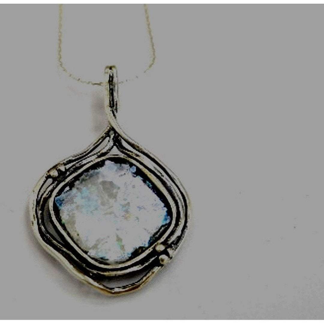 Bluenoemi Jewelry Necklaces & Pendants 45cm / silver Sterling Silver necklace. Designer Jewelry Roman glass necklace.
