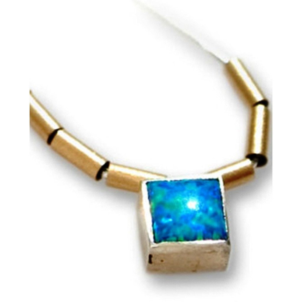 Bluenoemi Jewelry Necklaces & Pendants Sterling silver & 9K Gold necklace, Set opal, Sterling silver gold pendant