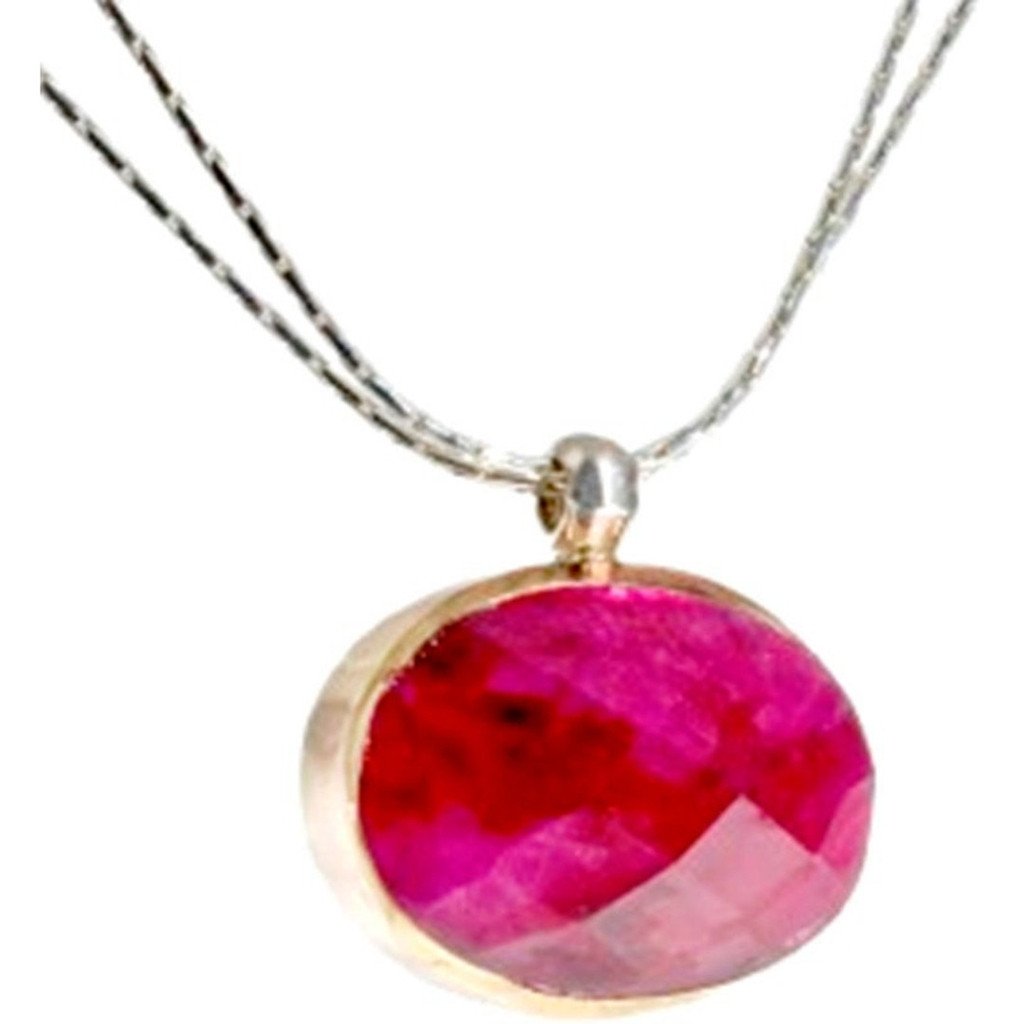 Bluenoemi Jewelry Necklaces & Pendants Sterling silver necklace, silver & 9K Gold necklace, Ruby pendant