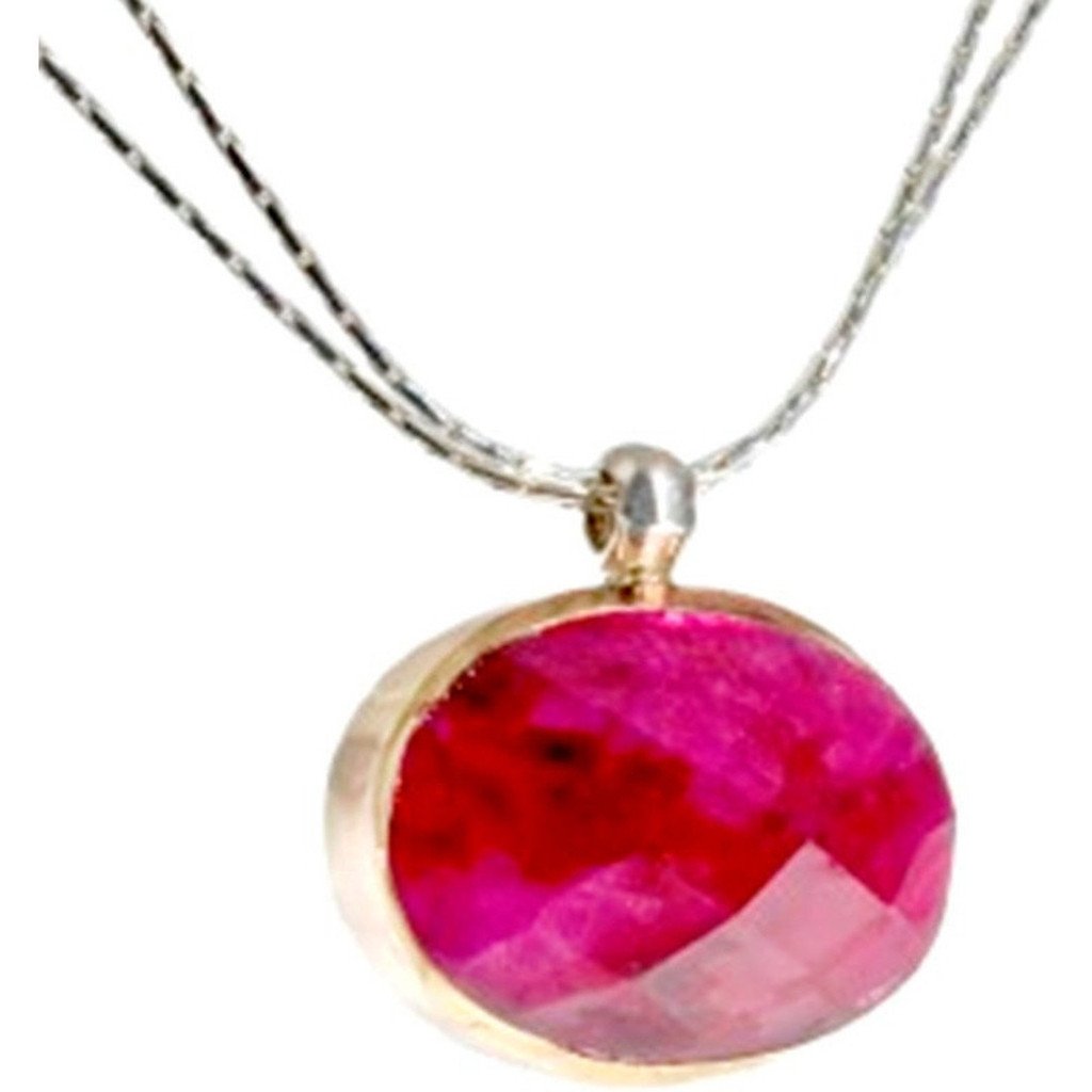 Bluenoemi Jewelry Necklaces & Pendants Sterling silver necklace, silver & 9K Gold necklace, Ruby pendant