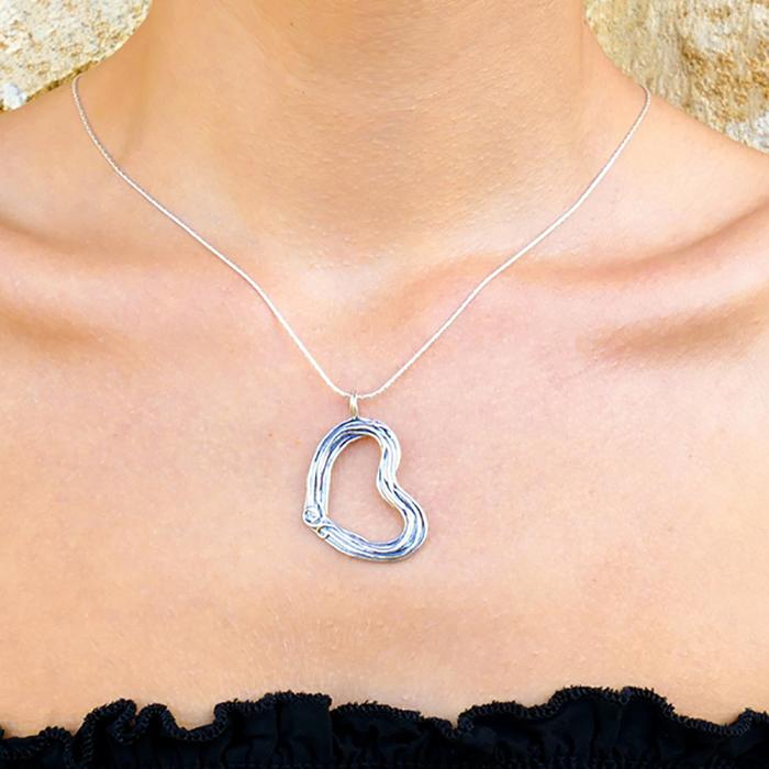 Bluenoemi Jewelry Necklaces silver Bluenoemi heart necklace sterling silver israeli necklace for woman.