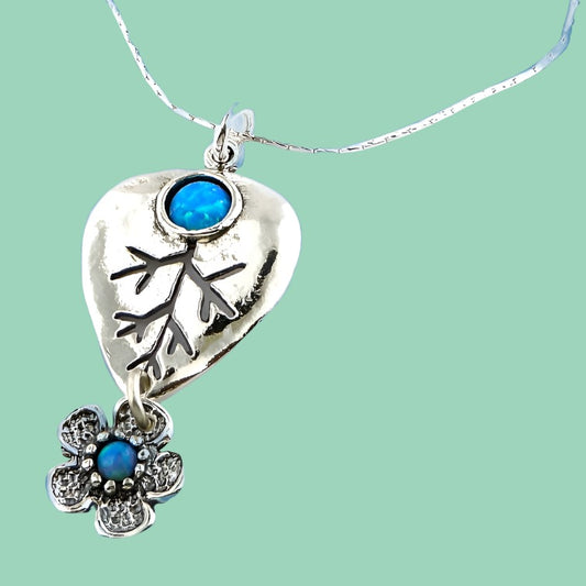 Bluenoemi Jewelry Necklaces Silver chain pendant necklaces for women. Gemstones pendant.