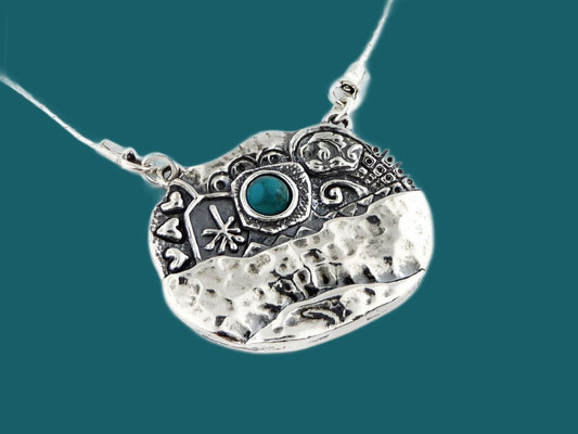 Bluenoemi Jewelry Necklaces Silver chain pendant necklaces for women. Gemstones pendant. Naif decor.