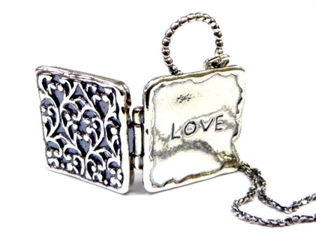 Bluenoemi Jewelry Necklaces silver Sterling Silver Love Locket necklace square shape  with flowers gift