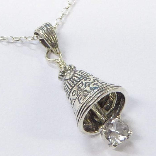 Silver bell necklace Faith message