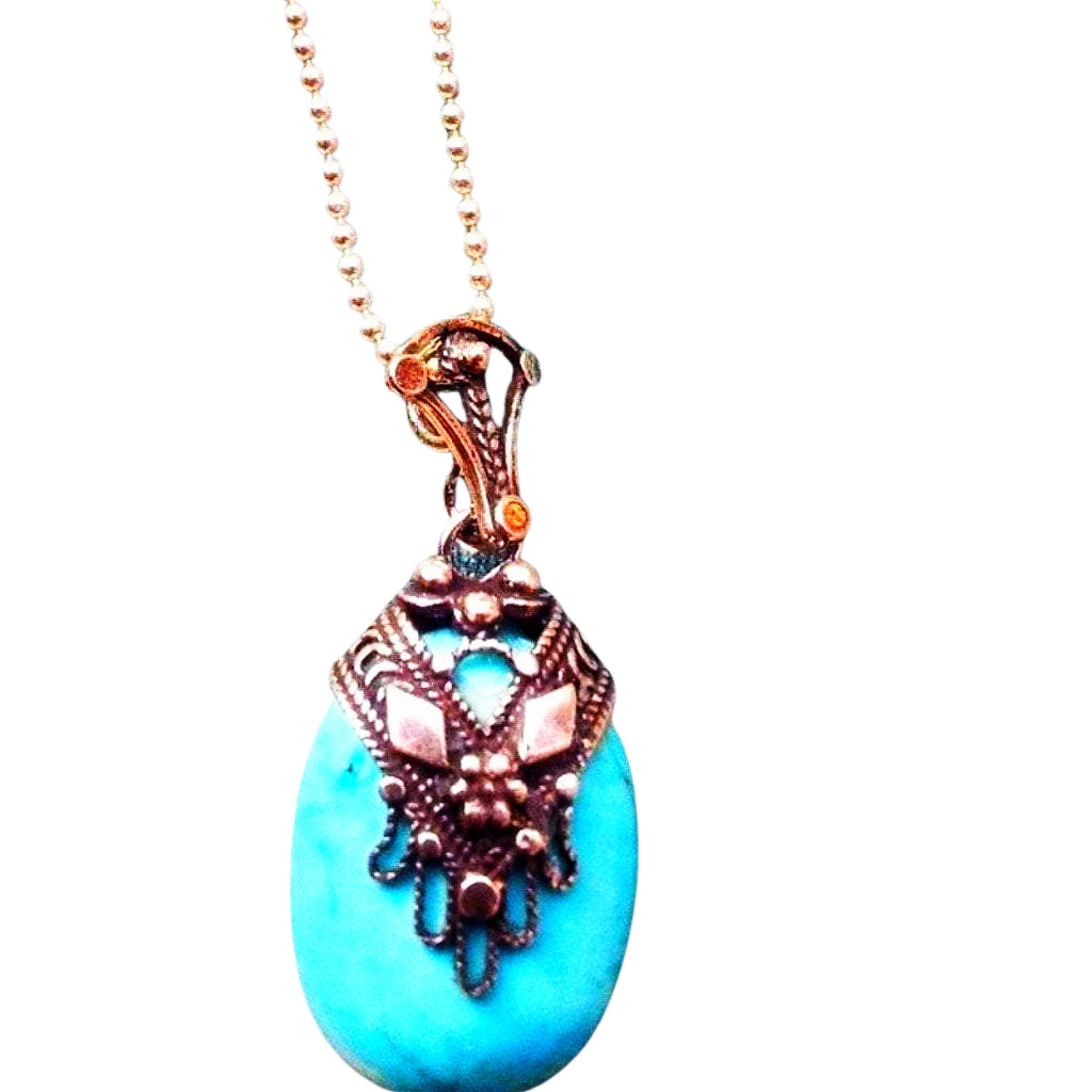 Bluenoemi Jewelry Necklaces Sterling Silver Chain with Pendant Turquoise / Lava / Amethyst/ Coral with a gorgeous filigree hamsa
