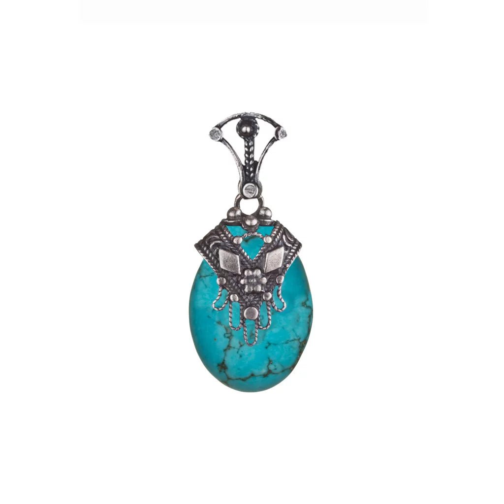 Bluenoemi Jewelry Necklaces Sterling Silver Chain with Pendant Turquoise / Lava / Amethyst/ with a gorgeous filigree hamsa