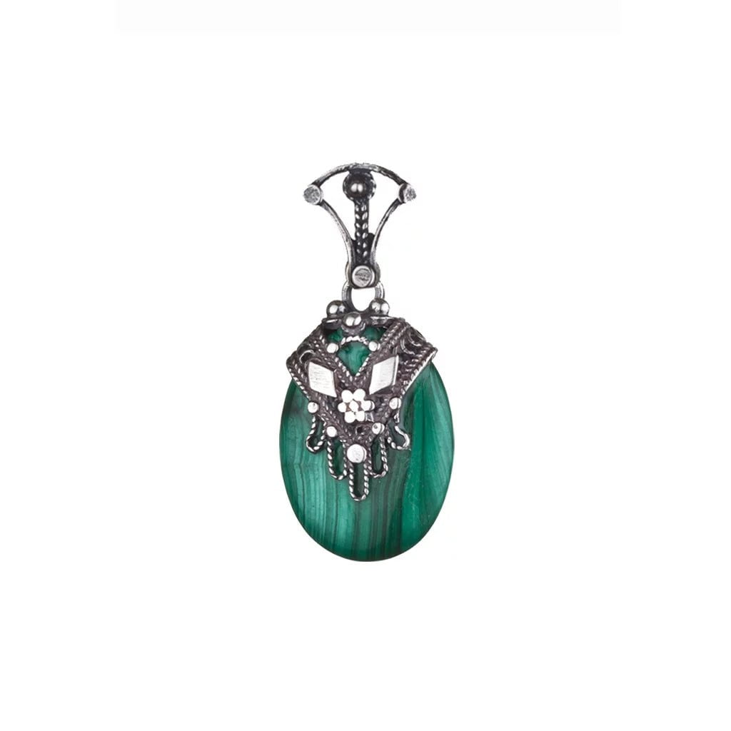 Sterling Silver Chain with Pendant Turquoise / Lava / Amethyst/ Coral with a gorgeous filigree hamsa - Bluenoemi