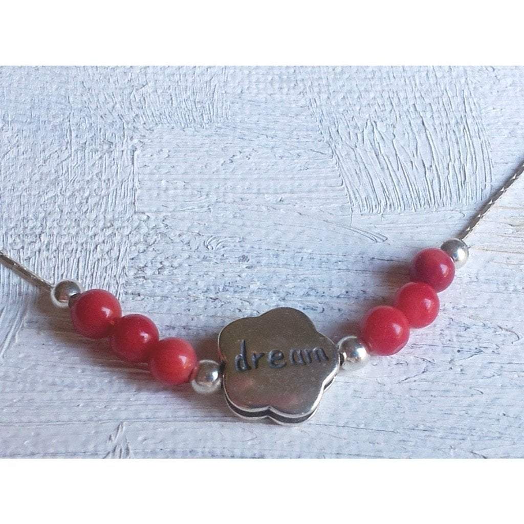 Bluenoemi Jewelry Necklaces Sterling silver charm necklace "dream" with red beads