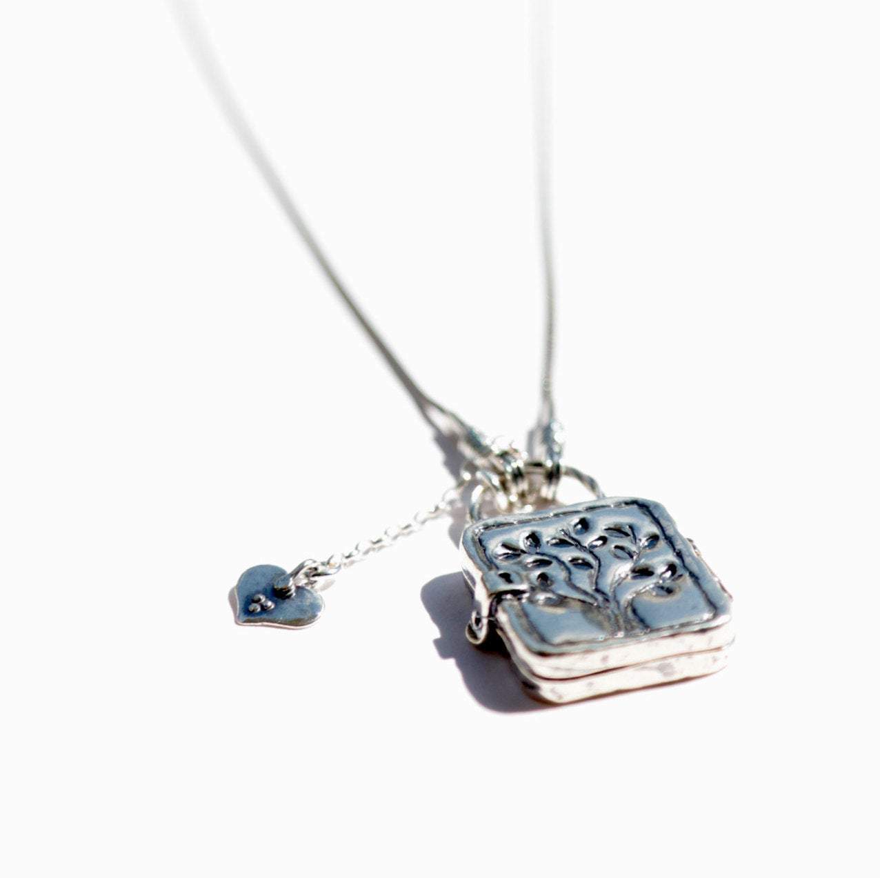 Bluenoemi Jewelry Necklaces Sterling silver locket , engraved locket, charm heart jewelry