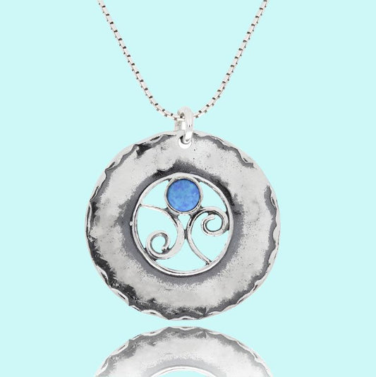 Bluenoemi Jewelry Necklaces Sterling Silver Necklace Pendant set with Blue opal