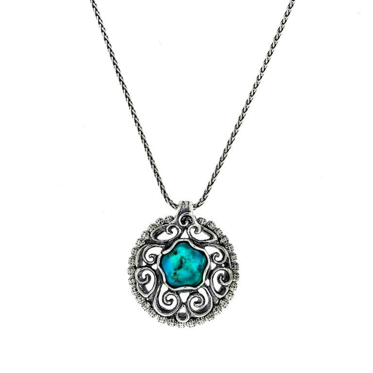 Bluenoemi Jewelry Necklaces Sterling Silver Necklace set with Turquoise / Gemstones Israeli Necklace for woman.