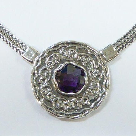 Bluenoemi Jewelry Necklaces Sterling Silver Pendant  necklace Amethyst Zircon designer jewelry