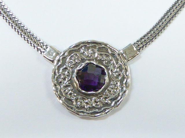 Bluenoemi Jewelry Necklaces Sterling Silver Pendant  necklace Amethyst Zircon designer jewelry