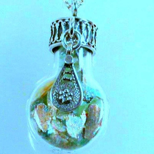 Bluenoemi Jewelry Necklaces Sterling Silver Roman Glass in a Bottle Necklace with Charms Necklaces 925