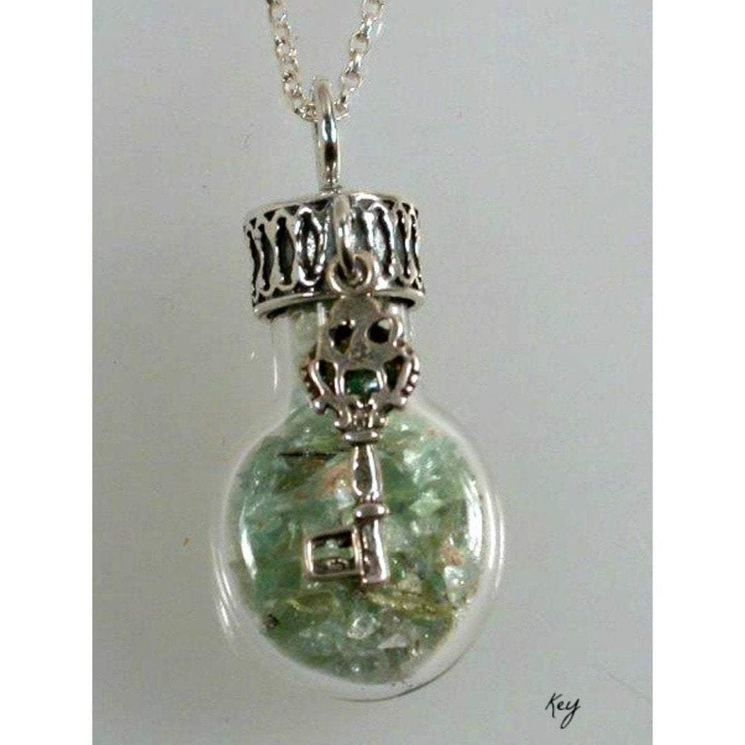 Bluenoemi Jewelry Necklaces Sterling Silver Roman Glass in a Bottle Necklace with Charms Necklaces 925 Israeli Jewelry