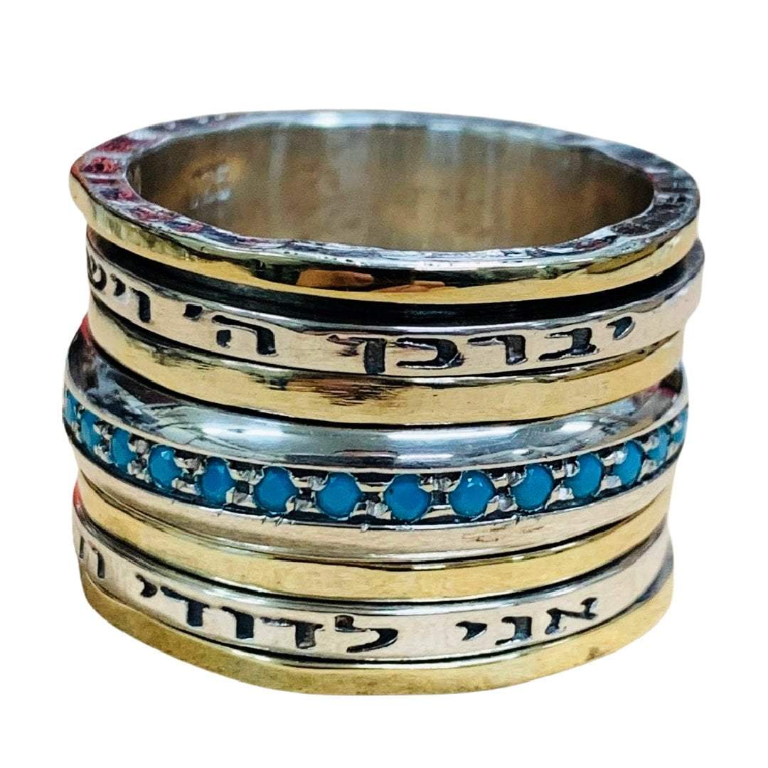 Bluenoemi Jewelry Personalized Rings Spinner Ring for Woman Inspirational Blessing Prayer & Poesie silver and gold ring